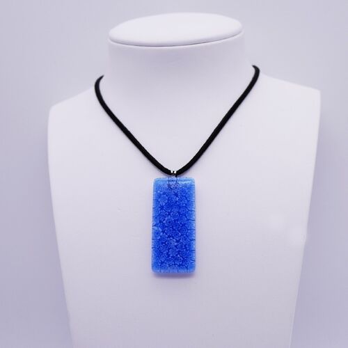 collier en verre de Murano en murrine rectangle 20 x 48 mm bleu