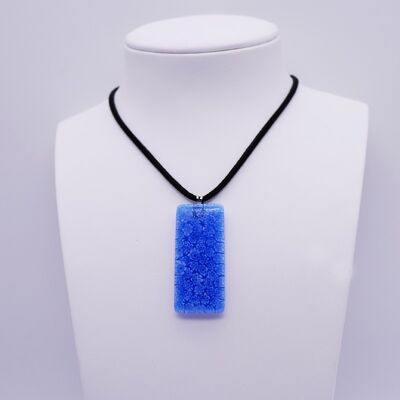 collier en verre de Murano en murrine rectangle 20 x 48 mm bleu