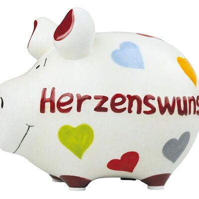 Spardose KCG Kleinschwein, Herzenswunsch, aus Keramik, Art. 101515 (B/H/T) 12,5x9x9cm