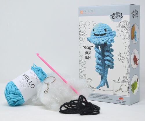 Jellyfish Keychain Crochet Kit - Blue
