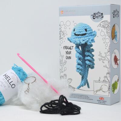 Jellyfish Keychain Crochet Kit - Blue