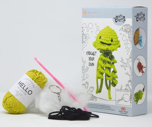Jellyfish Keychain Crochet Kit - Green
