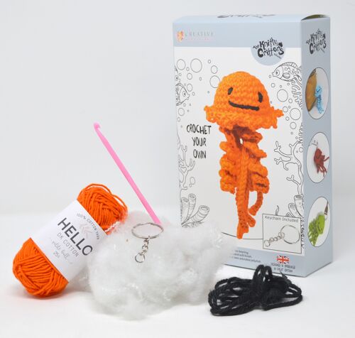 Jellyfish Keychain Crochet Kit - Orange