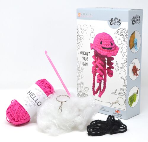 Jellyfish Keychain Crochet Kit - Pink