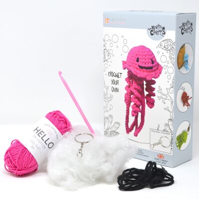 Jellyfish Keychain Crochet Kit - Pink