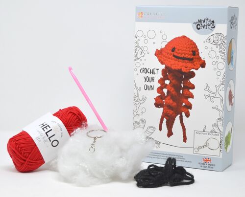 Jellyfish Keychain Crochet Kit - Red