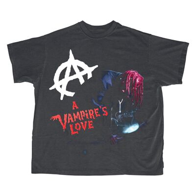A Vampire's Love ~ Playboi Carti / Camiseta con doble estampado - Washed Vintage Black