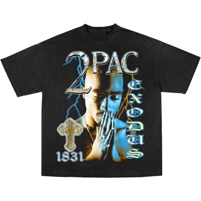 Camiseta Tupac Shakur / Estampado doble - Camiseta extragrande de lujo