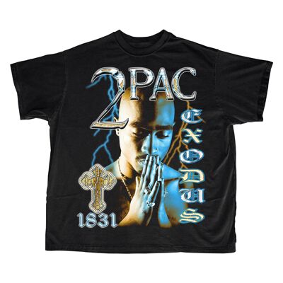 T-Shirt Tupac Shakur / Doppia stampa - Nero standard