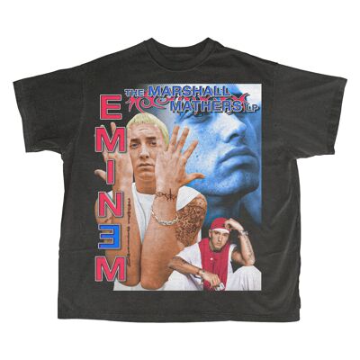 T-Shirt Eminem / Doppia Stampa - Nero Vintage