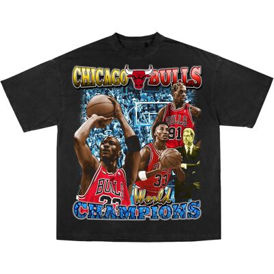 Camiseta Chicago Bulls / Estampado doble - Camiseta extragrande de lujo