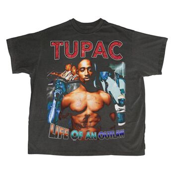 T-Shirt Tupac - Noir Vintage