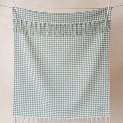 Super Soft Lambswool Baby Blanket in Sage Nursery Gingham