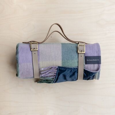 Recycled Wool Picnic Blanket in Thistle Meadow Check