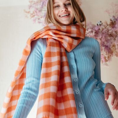 Lambswool Blanket Scarf in Ginger Gingham