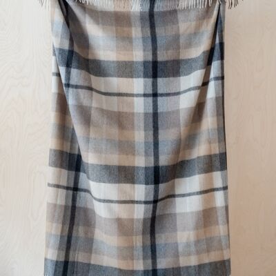 Recycled Wool Blanket in Dove Patchwork Check