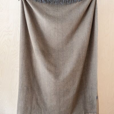 Recycled Wool Blanket in Coffee Herringbone