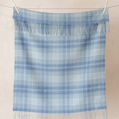 Super Soft Lambswool Baby Blanket in Blue Check