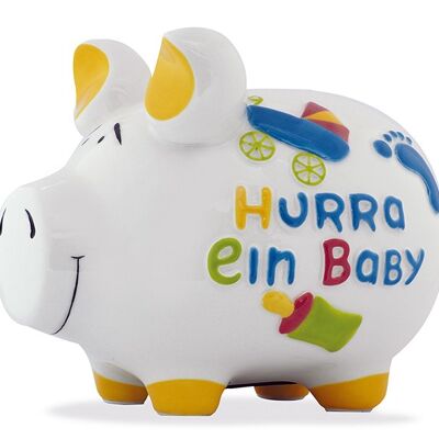 Spardose KCG Mittelschwein, Hurra ein Baby Mittel, aus Keramik, Art. 101580 (B/H/T) 17x15x15 cm