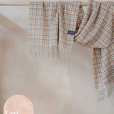 Lambswool Oversized Scarf in Rainbow Gingham