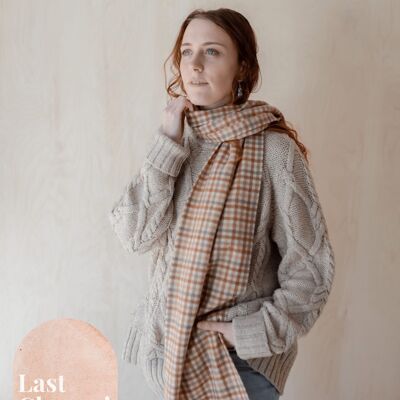 Lambswool Oversized Scarf in Neutral Gingham
