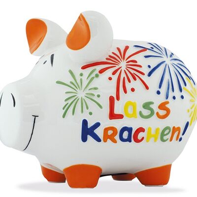 Spardose KCG Mittelschwein, Lass Krachen! Mittel, aus Keramik, Art. 101582 (B/H/T) 17x15x15 cm