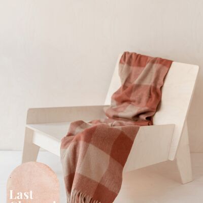 Recycled Wool Knee Blanket in Rust & Camel Buffalo Check