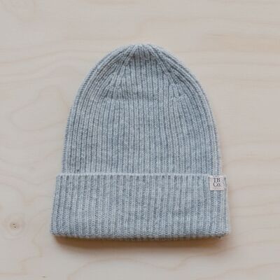 Cashmere & Merino Kids Beanie in Grey Melange - Large