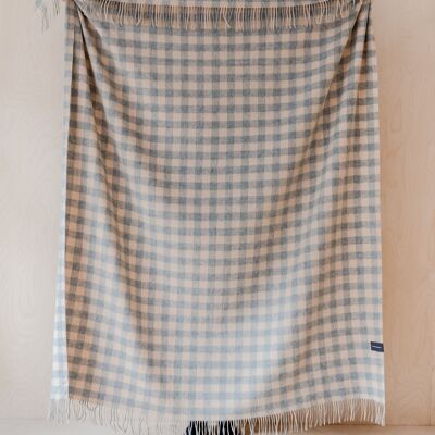 Lambswool Blanket in Grey & Sand Gingham