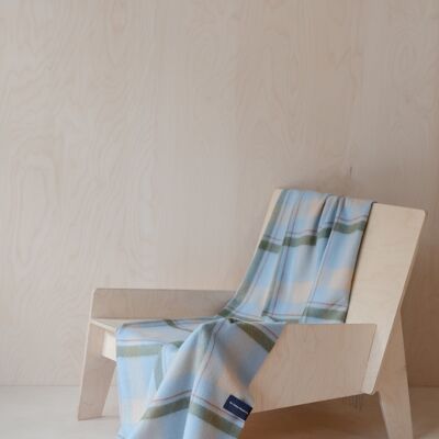 Lambswool Knee Blanket in Sky Modern Check