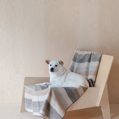 Recycled Wool Large Pet Blanket in Neutral Stripe