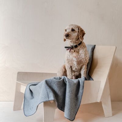 Recycled Wool Large Pet Blanket in Charcoal Herringbone