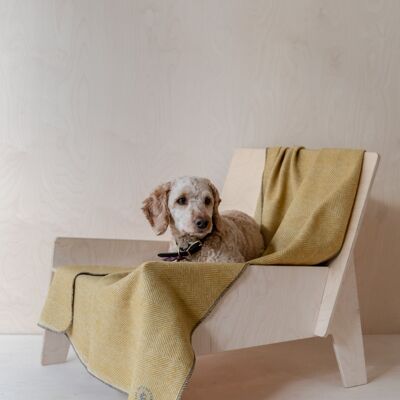 Recycled Wool Large Pet Blanket in Mustard Herringbone