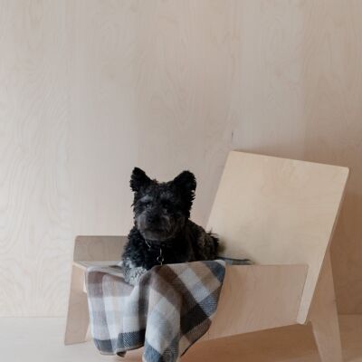 Recycled Wool Small Pet Blanket in Neutral Herringbone Check