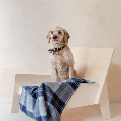 Recycled Wool Small Pet Blanket in Bannockbane Silver Tartan