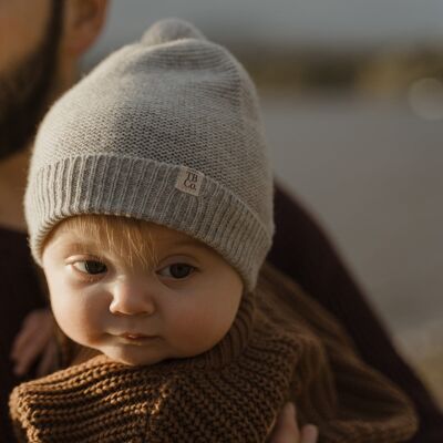 Cashmere & Merino Baby Beanie in Grey Melange