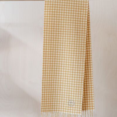 Lambswool Kids Scarf in Mustard Gingham