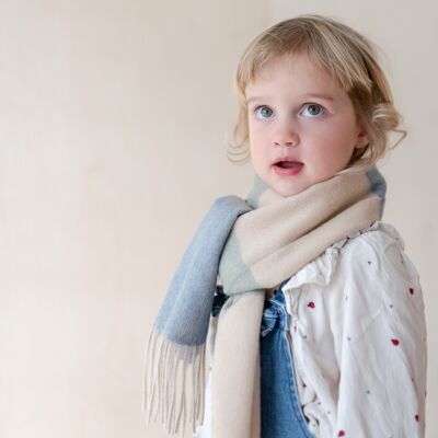 Lambswool Kids Scarf in Blue Candy Stripe