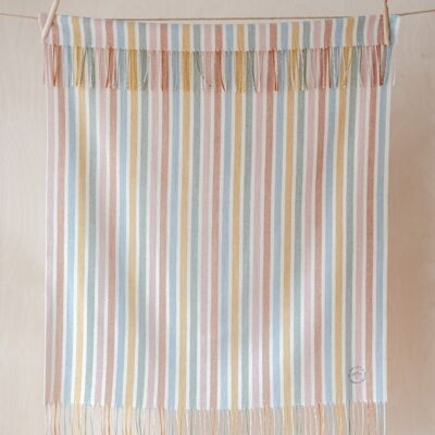 Super Soft Lambswool Baby Blanket in Rainbow Stripe