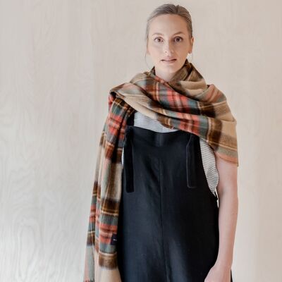 Lambswool Blanket Scarf in Stewart Dress Antique Tartan