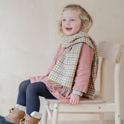 Lambswool Kids Scarf in Rainbow Gingham