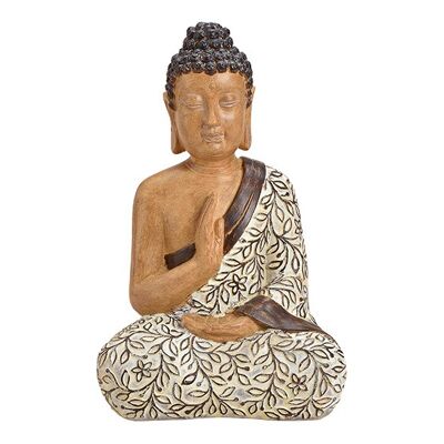 Buddha sitzend aus Poly Beige (B/H/T) 23x19x37cm