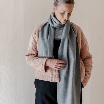 Lambswool Oversized Scarf in Grey Melange