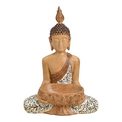 Buddha sitzend aus Poly Beige (B/H/T) 46x35x48cm