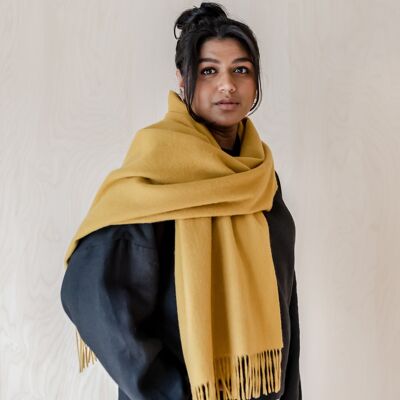 Lambswool Blanket Scarf in Mustard