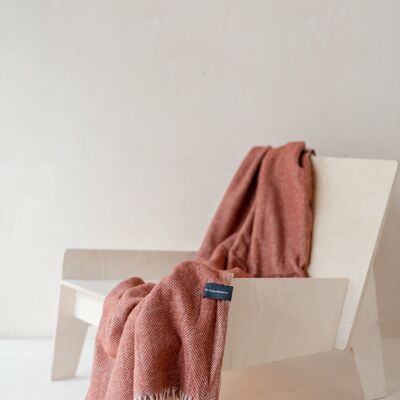 Recycled Wool Knee Blanket in Rust Herringbone