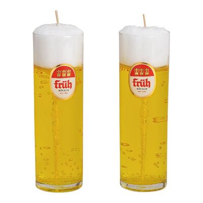 Frühkölschglas Kerze aus Glas Gelb/Weiß (B/H/T) 5x17x5cm