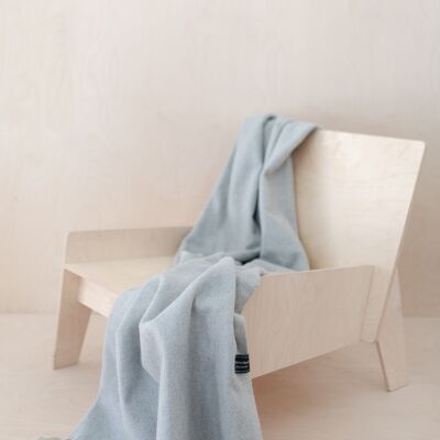 Recycled Wool Knee Blanket in Silver Herringbone