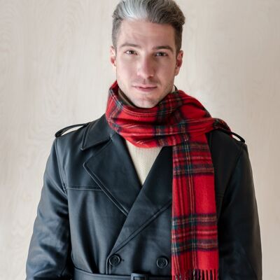 Cashmere Men's Scarf in Stewart Royal Tartan