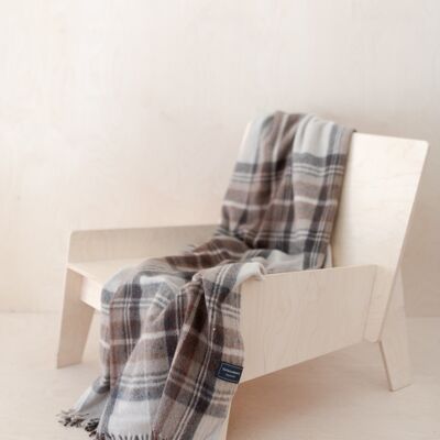 Recycled Wool Knee Blanket in Stewart Natural Dress Tartan